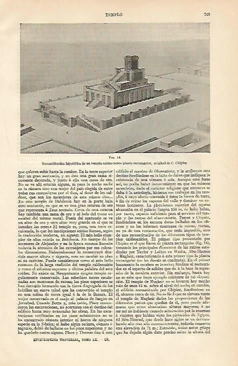 LAMINA ESPASA 2718: Recostruccion hipotetica de un templo caldeo