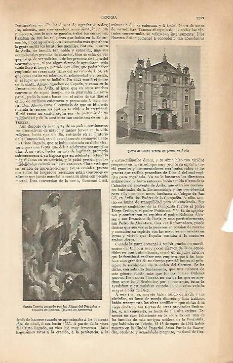 LAMINA ESPASA 2772: Iglesia de Santa Teresa en Avila
