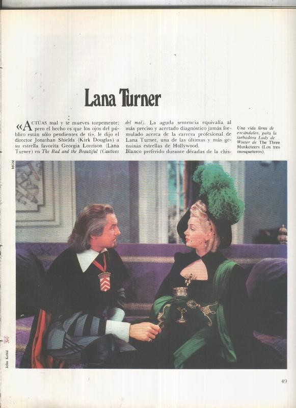Lana Turner: 19 paginas, 48 fotos color y blanco/negro