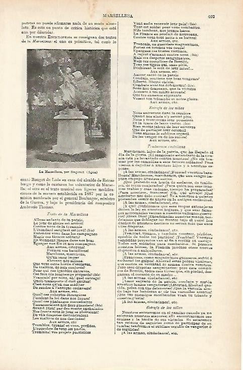 LAMINA ESPASA 1118: Letra de la Marsellesa