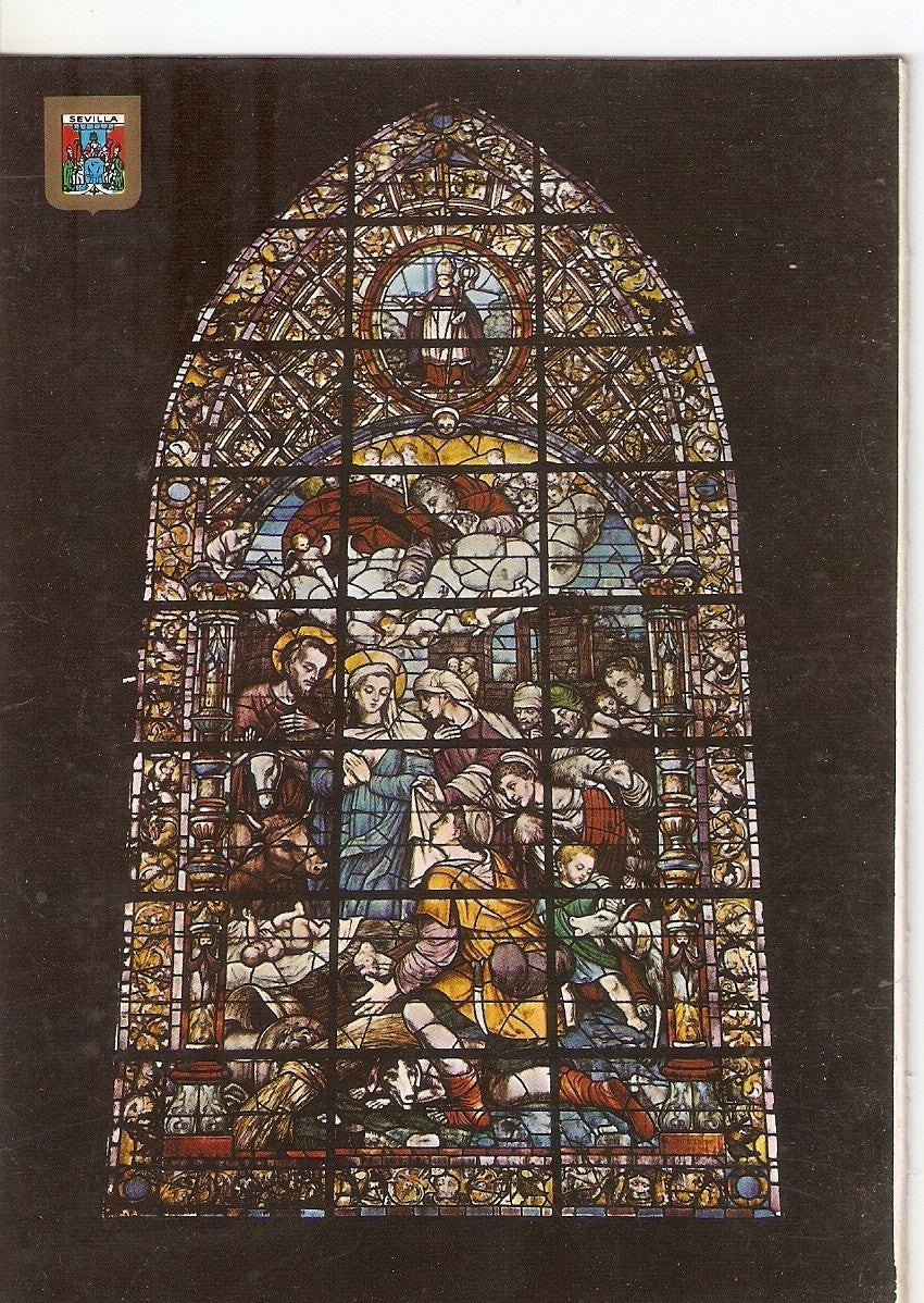 Postal 038497 : Catedral de Sevilla. Altar Mayor. Vidriera (El Nacimiento)