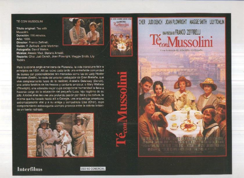 Caratula cine 30x22 cm: Te con Mussolini y Willow