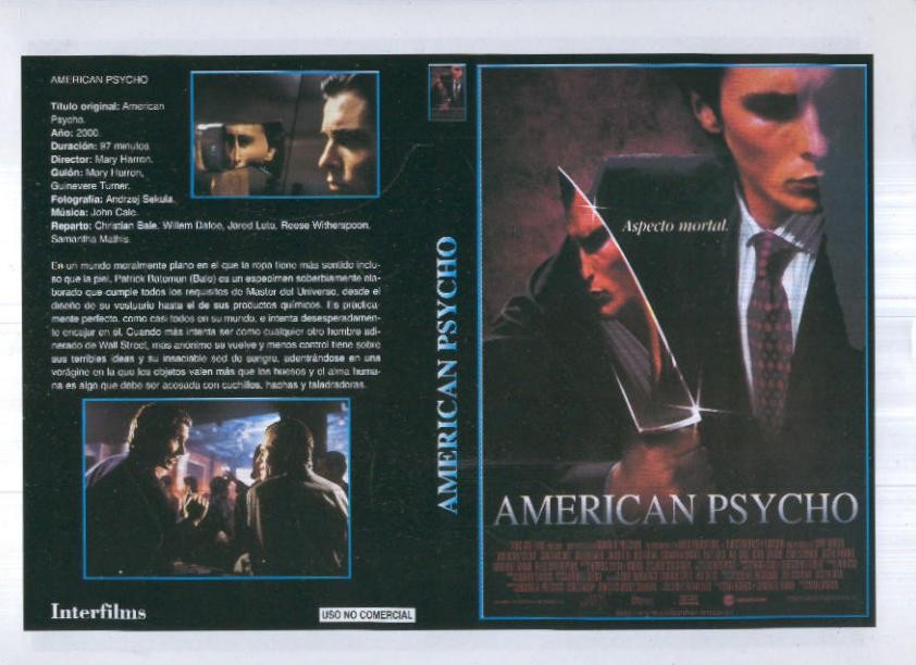 Caratula cine 30x22 cm: American Psycho y X Men