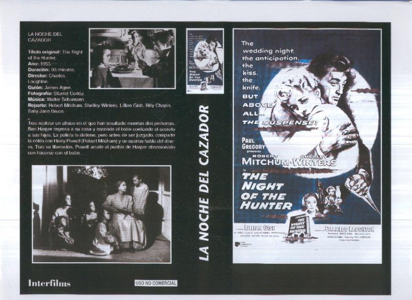 Caratula cine 30x22 cm: La noche del cazador y Dos hombres y un destino