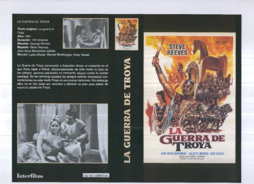 Caratula cine 30x22 cm: La guerra de Troya y Ghost Dog el camino del samurai