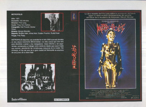 Caratula cine 30x22 cm: Metropolis y Buddy una historia verdadera