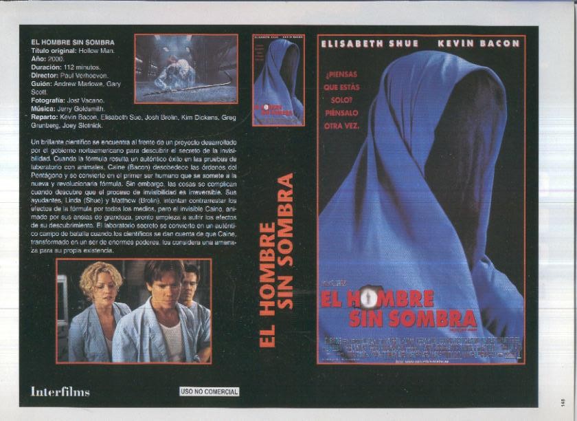 Caratula cine 30x22 cm: El hombre sin sombra