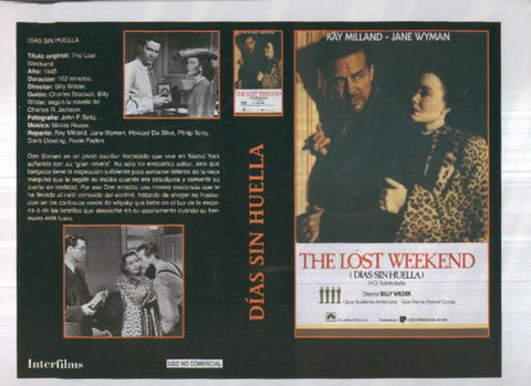 Caratula cine 30x22 cm: The lost weekeng (dias sin huella)