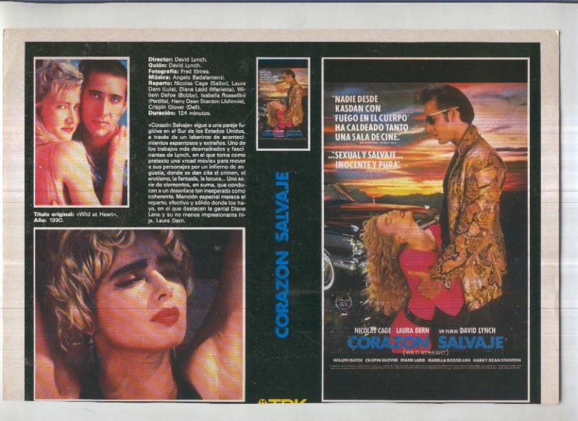 Caratula cine 30x22 cm: Wild at Heart (corazon salvaje)