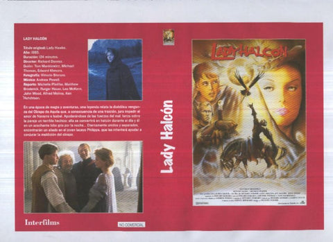 Caratula cine 30x22 cm: Lady Halcon