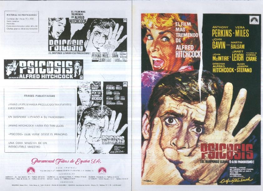 Caratula cine 30x22 cm: Psicosis