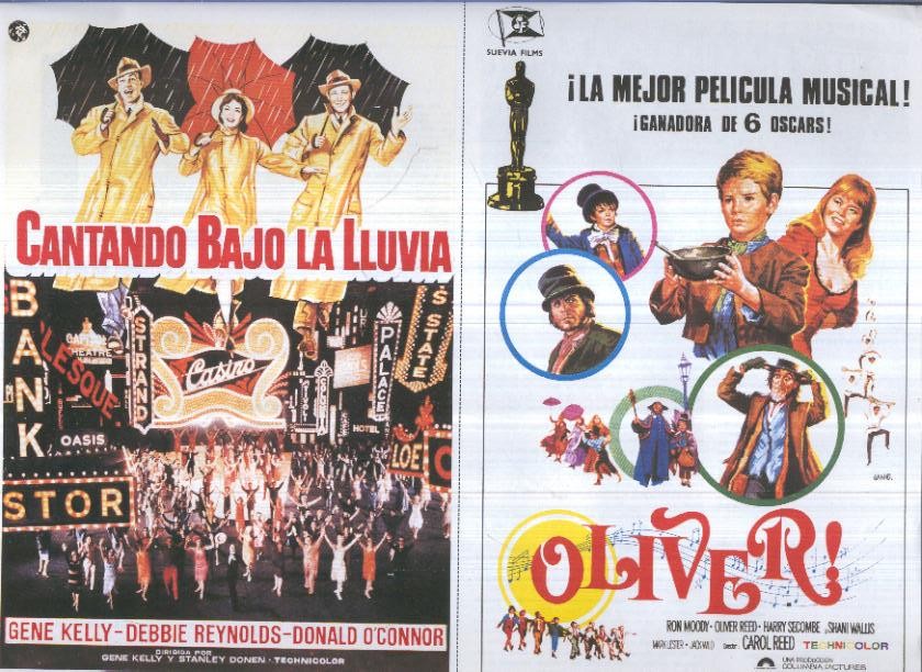 Caratula cine 30x22 cm: Cantando bajo la lluvia y Oliver