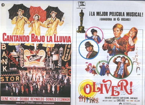Caratula cine 30x22 cm: Cantando bajo la lluvia y Oliver