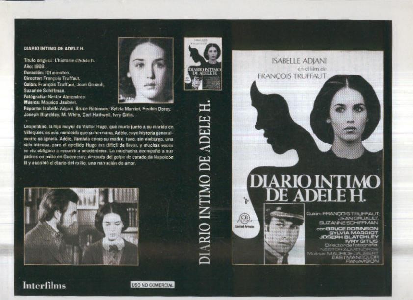 Caratula cine 30x22 cm: Diario intimo de Adele H