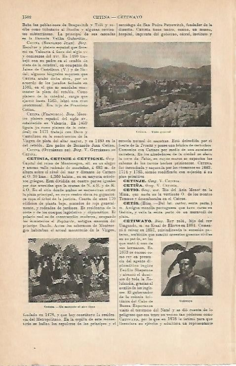 LAMINA ESPASA 2861: Vistas de Cetinia Montenegro