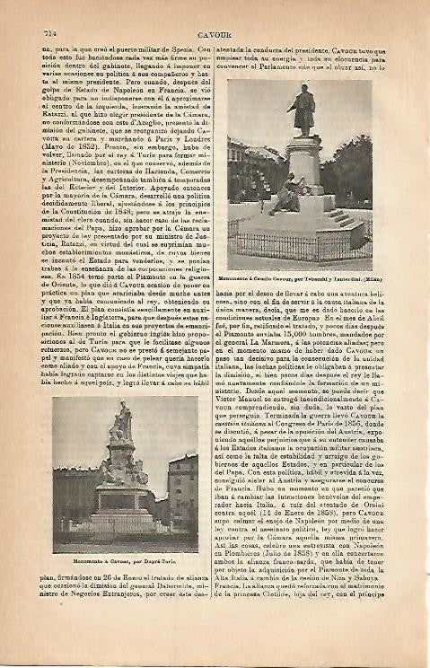 LAMINA ESPASA 2969: Monumentos a Cavour