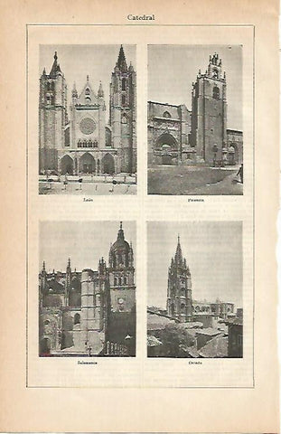 LAMINA ESPASA 2999: Catedral de Leon Palencia Salamanca y Oviedo