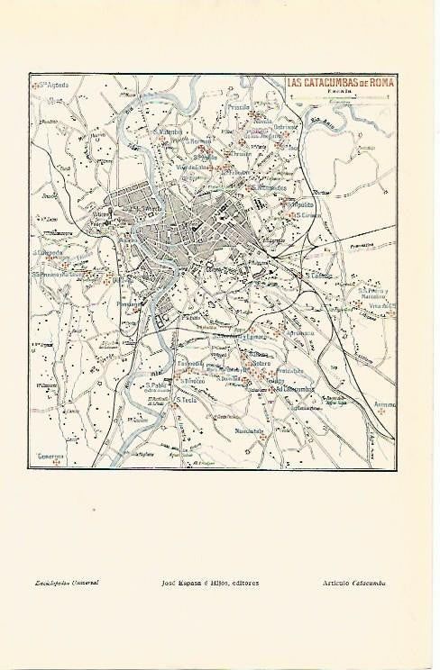LAMINA ESPASA 3022: Mapa de las Catacumbas de Roma