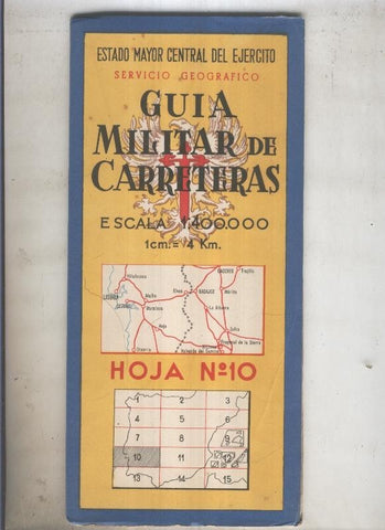 GUIA MILITAR DE CARRETERAS numero 10 de 1959