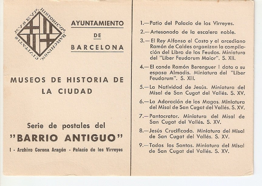 Postal 024880 : Ayuntamiento de Barcelona Museos de Historia de la Ciudad