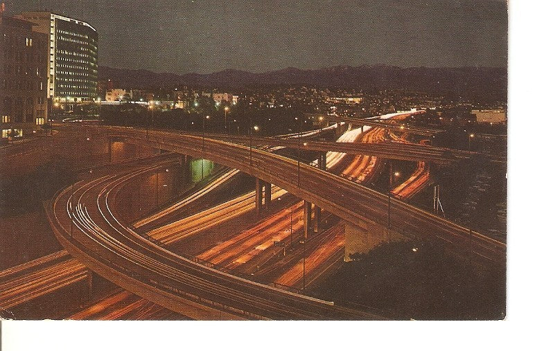 Postal 023316 : Harbor freeway at night, Los Angeles - California