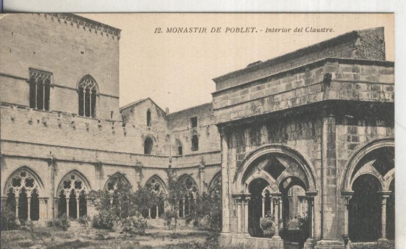 Postal B/N 0182 : Monastir de Poblet: Interior del Claustre