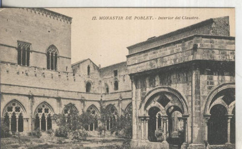 Postal B/N 0182 : Monastir de Poblet: Interior del Claustre
