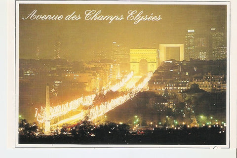Postal 044049 : Paris la nuit. Les Champs Elysees depuis la Concorde