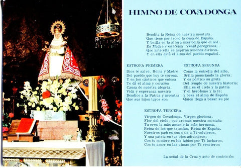 Postal 016512: ASTURIAS - Nuestra señora de Covadonga. Incluye oracion escrita en la parte de la foto
