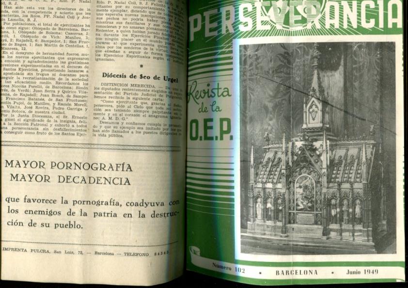 Perseverancia revista de la O.E.P. tomo artesanal con las revistas del año 1949