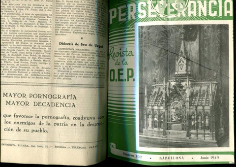 Perseverancia revista de la O.E.P. tomo artesanal con las revistas del año 1949