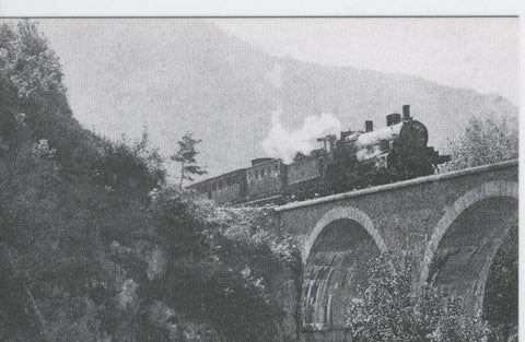 Postal 012286: Tres cruzando el Puente de Montagut, Rives año 1920