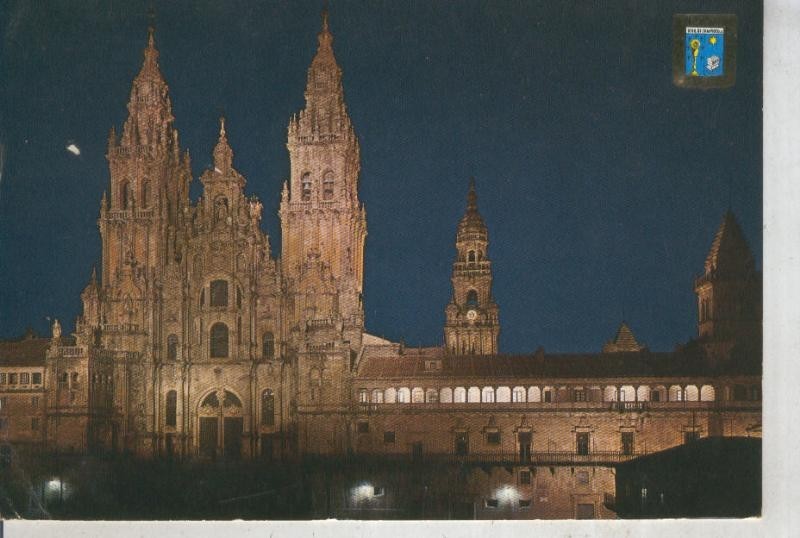 Postal 012244: Vista noctura de la catedral de Santiago de Compostela