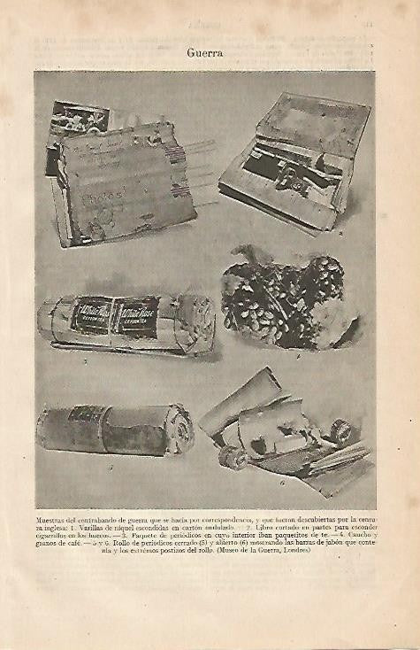 LAMINA ESPASA 494: Muestra de contrabando de la Primera Guerra Mundial