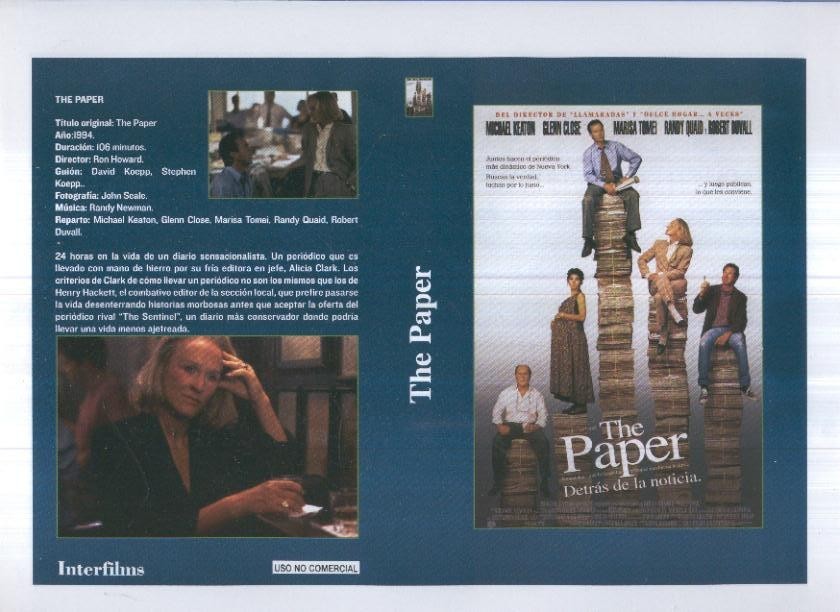 Caratula cine 30x22 cm: The paper y Un horizonte muy lejano
