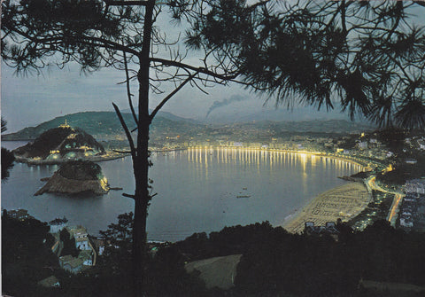 Postal 60737:  Vista general nocturna desde el Pinar (Igueldo San Sebastian)