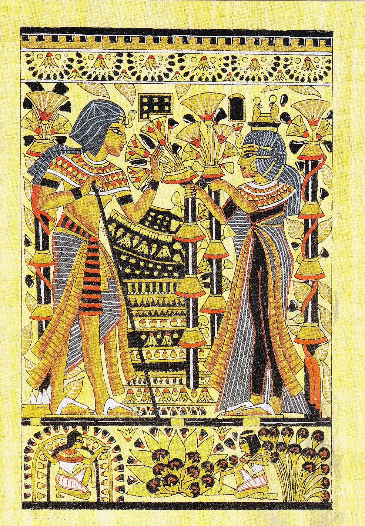 Postal 60953:  Papiro de Ankhesenamun ofreciendo 2 ramos a su esposo Tutankhamun