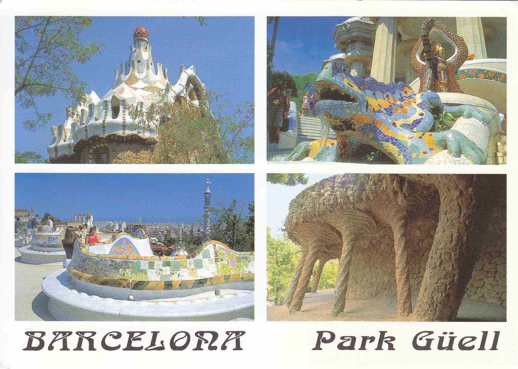 Postal 61080: Varias vistas. Parque Guell (Barcelona)