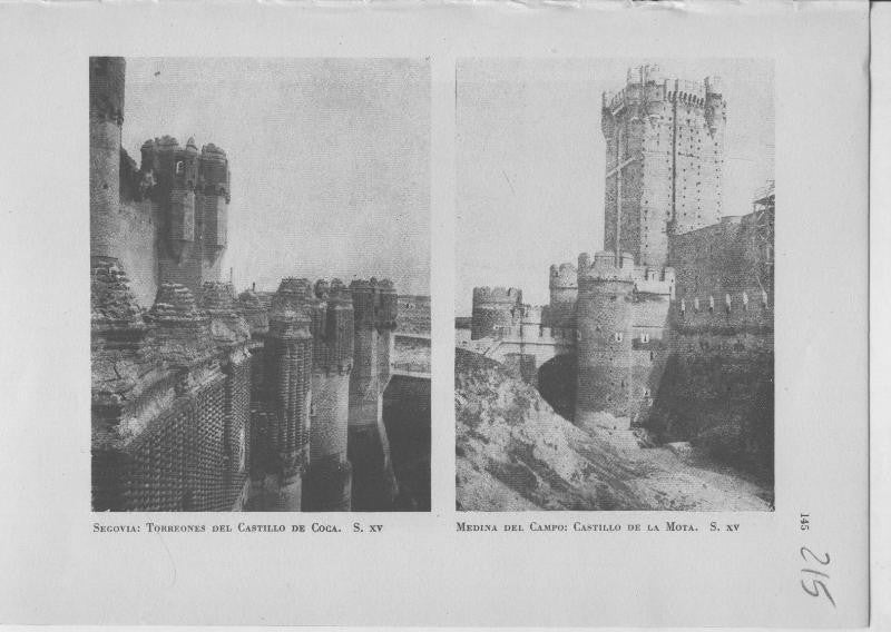 Arte Hispanico lamina numerada 215: Torreones del castillo de Coca en Segovia