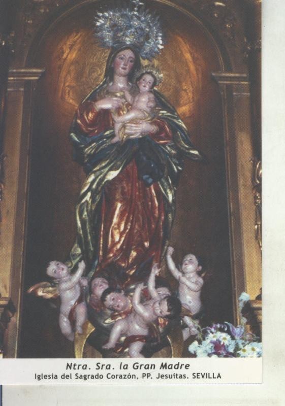 Postal 011696: Virgen Ntra Sra la gran Madre, Iglesia sagrado corazon de Sevilla