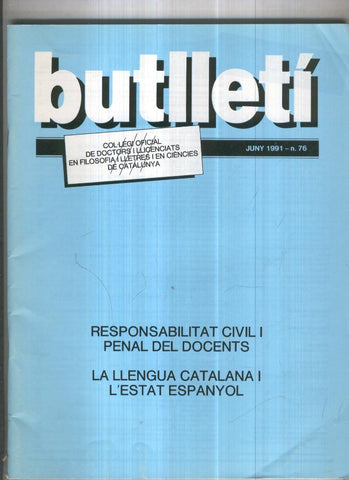Butlleti numero 76, Col. Ofic. Doctors i Llicenciats Filosofia i Lletres Catalunya