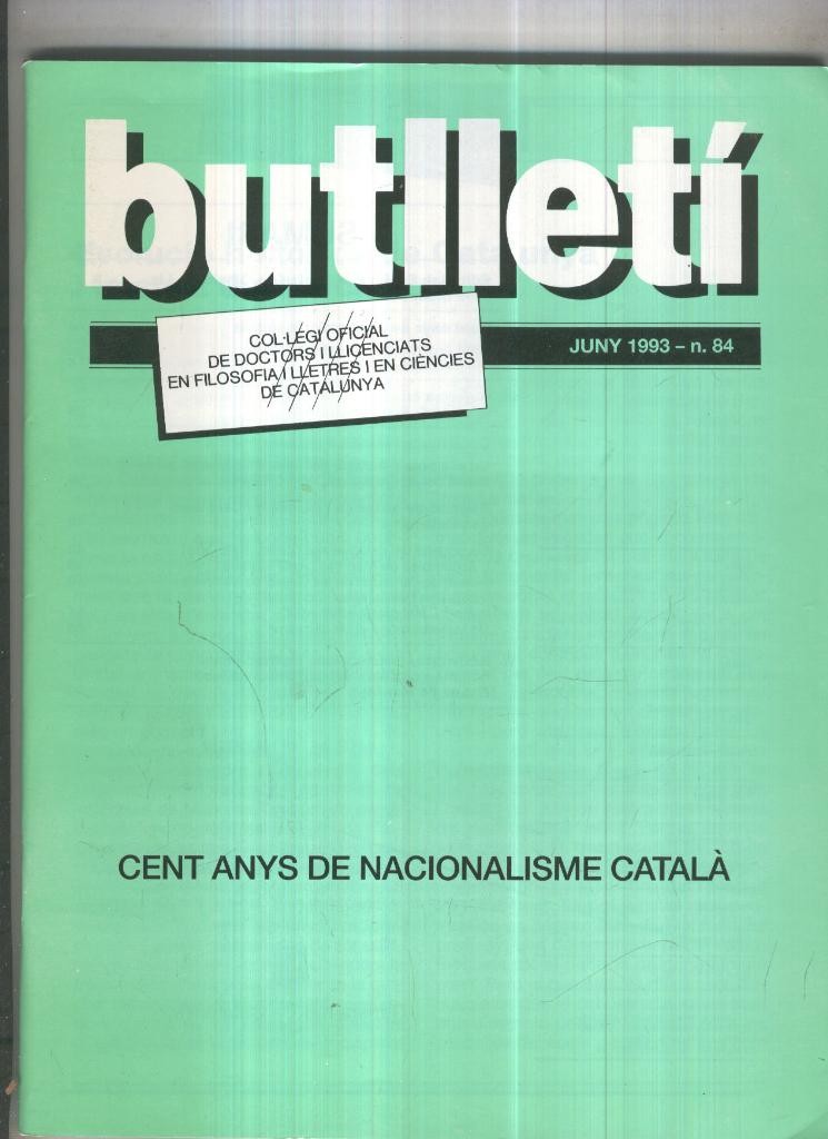 Butlleti numero 84, Col. Ofic. Doctors i Llicenciats Filosofia i Lletres Catalunya