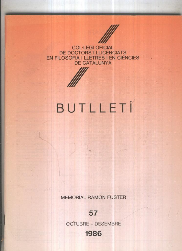 Butlleti numero 57, Col. Ofic. Doctors i Llicenciats Filosofia i Lletres Catalunya
