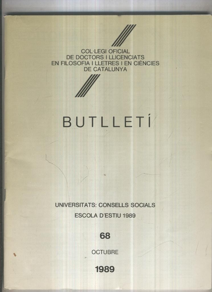 Butlleti numero 68, Col. Ofic. Doctors i Llicenciats Filosofia i Lletres Catalunya