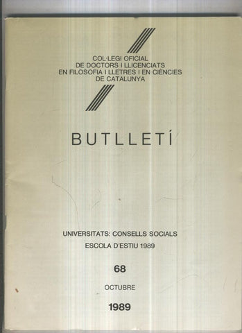Butlleti numero 68, Col. Ofic. Doctors i Llicenciats Filosofia i Lletres Catalunya