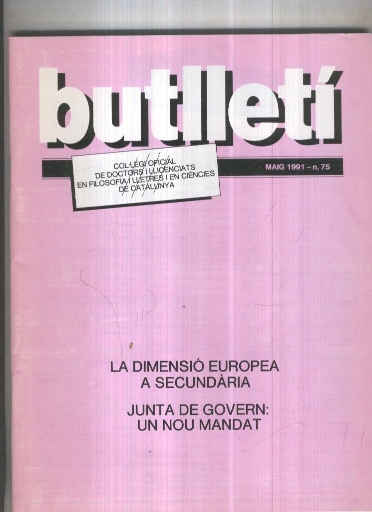 Butlleti numero 75, Col. Ofic. Doctors i Llicenciats Filosofia i Lletres Catalunya