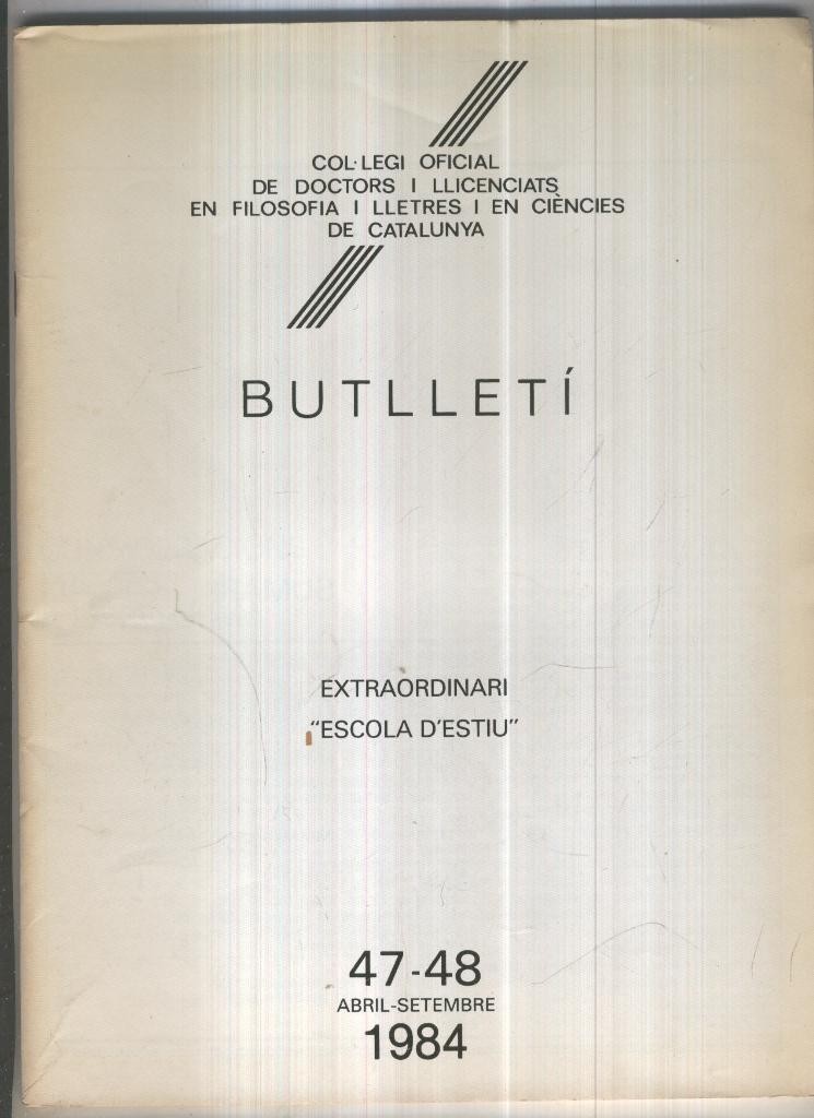 Butlleti numero extraordinario 47-48, Col. Ofic. Doctors i Llicenciats Filosofia i Lletres Catalunya