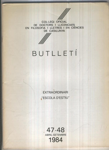 Butlleti numero extraordinario 47-48, Col. Ofic. Doctors i Llicenciats Filosofia i Lletres Catalunya