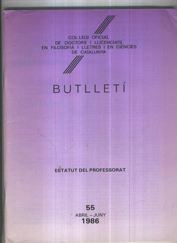 Butlleti numero 55, Col. Ofic. Doctors i Llicenciats Filosofia i Lletres Catalunya