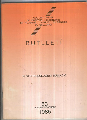 Butlleti numero 53, Col. Ofic. Doctors i Llicenciats Filosofia i Lletres Catalunya